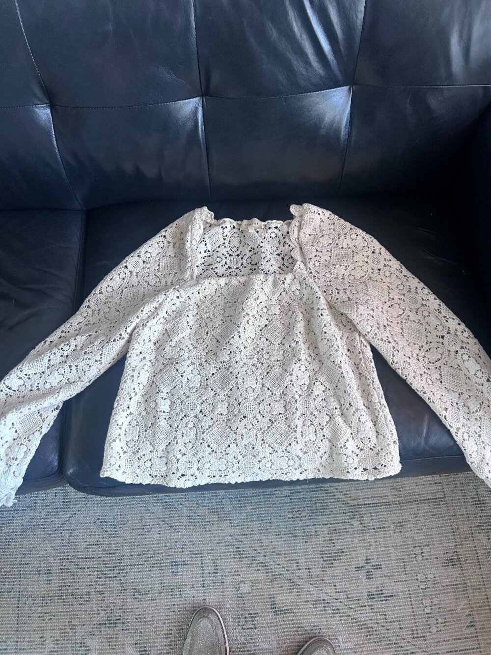 Sézane White Lace Long Sleeve Blouse